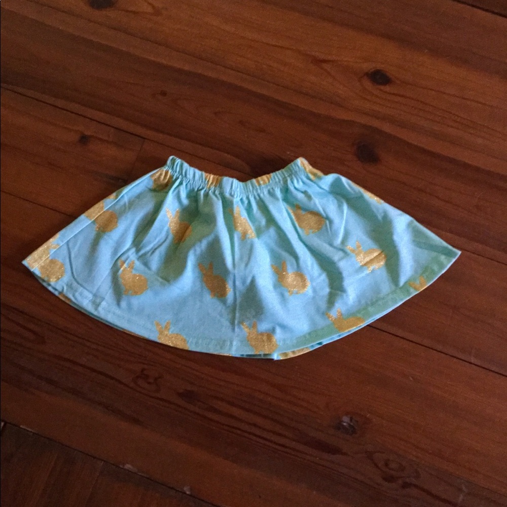 Mint green gold glitter bunnies skirt